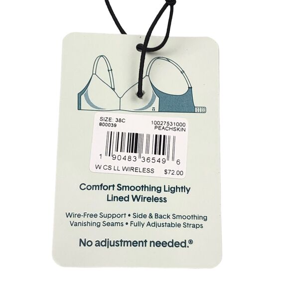 NEW Tommy John Comfort Smoothing Lightly Lined Wireless Bra 38C Peachskin Pink - Picture 6 of 8